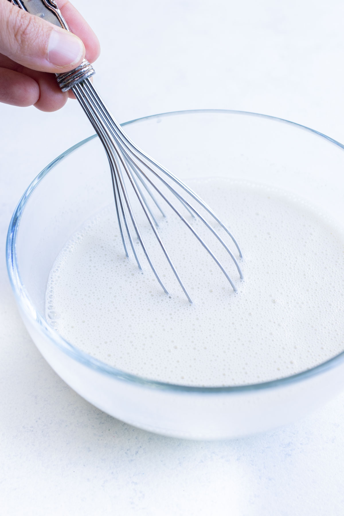 Cream and cornstarch combine to make a slurry.