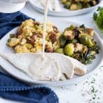 Creamy and flavorful gravy is made without drippings.