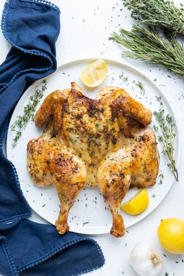 Perfeclty seasoned chicken is ready to enjoy.