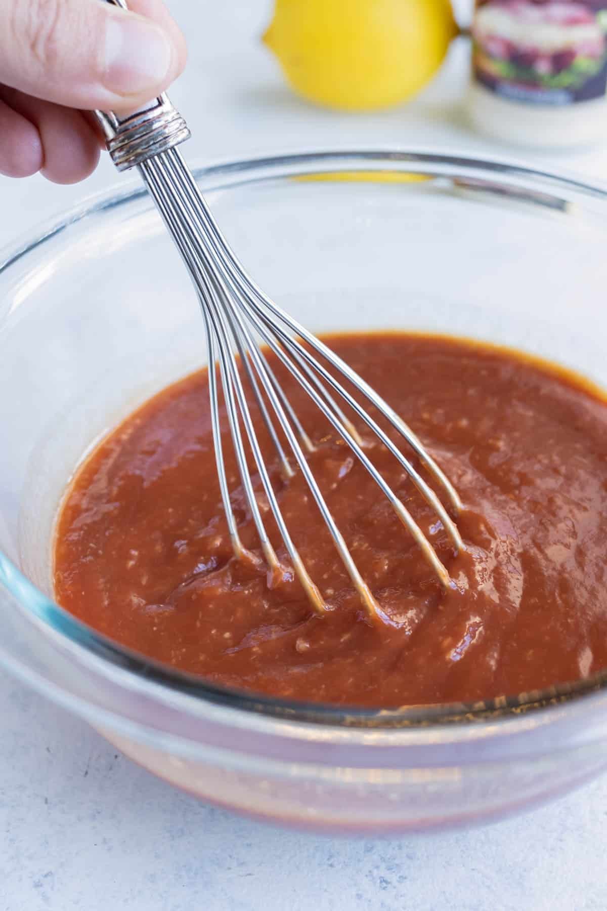 Whisk is used to combine the ingredients until smooth.