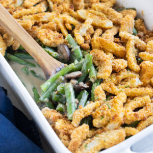 Green bean casserole from scratch is the perfect Thanksgiving side.