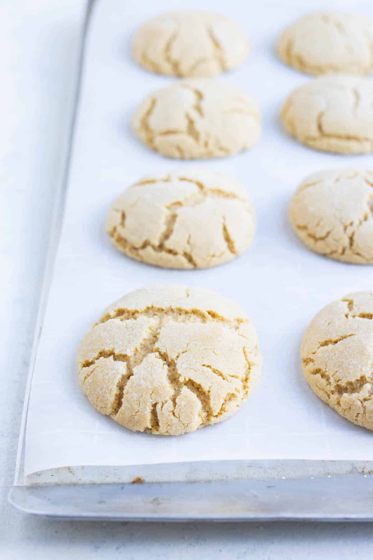 Peanut butter cookies are just out of the oven.