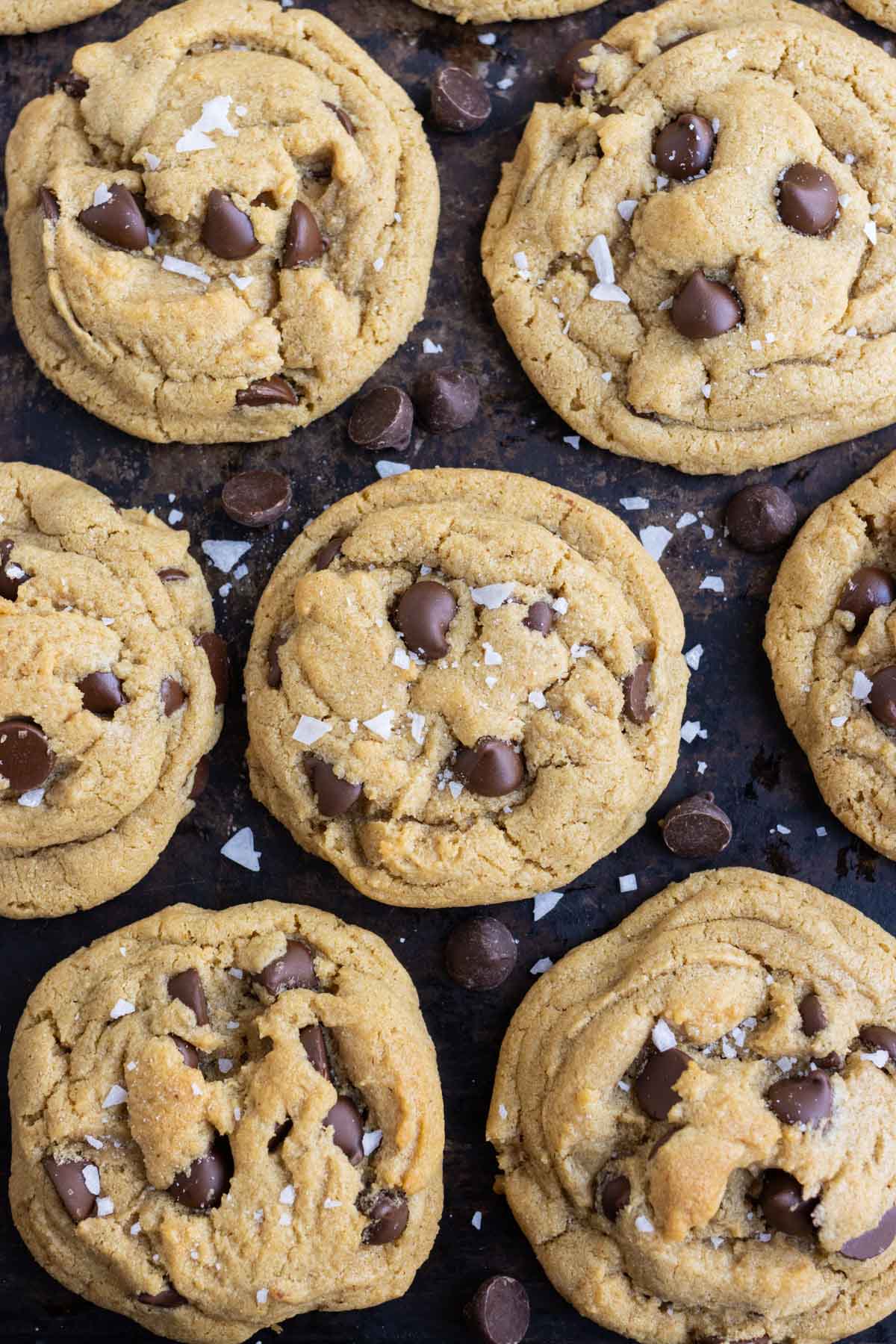 Soft and chewy peanut butter chocolate chip cookies.