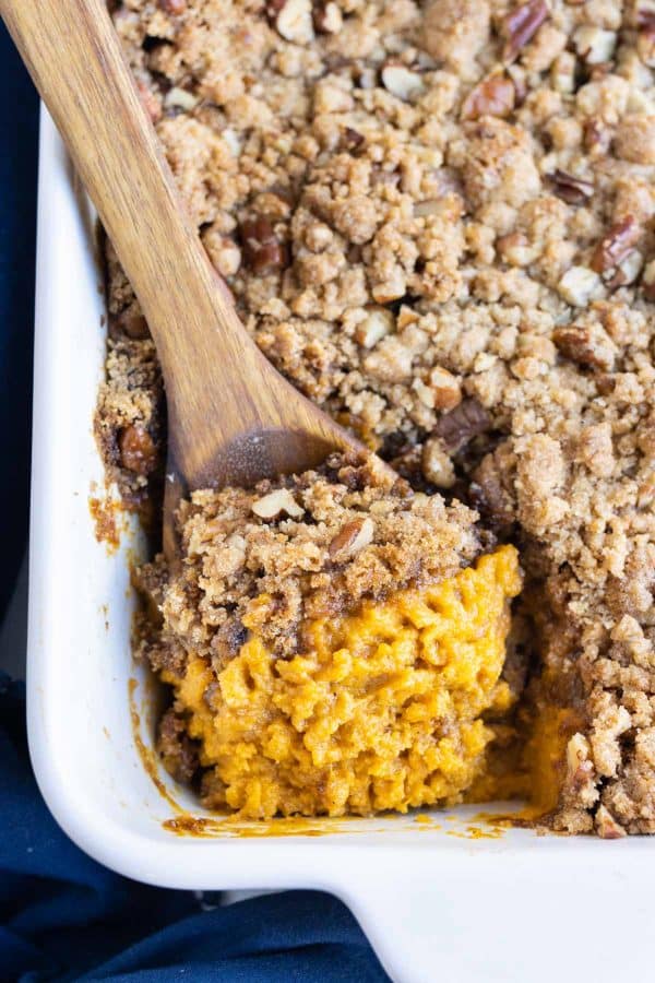Sweet Potato Casserole with Pecans - Evolving Table