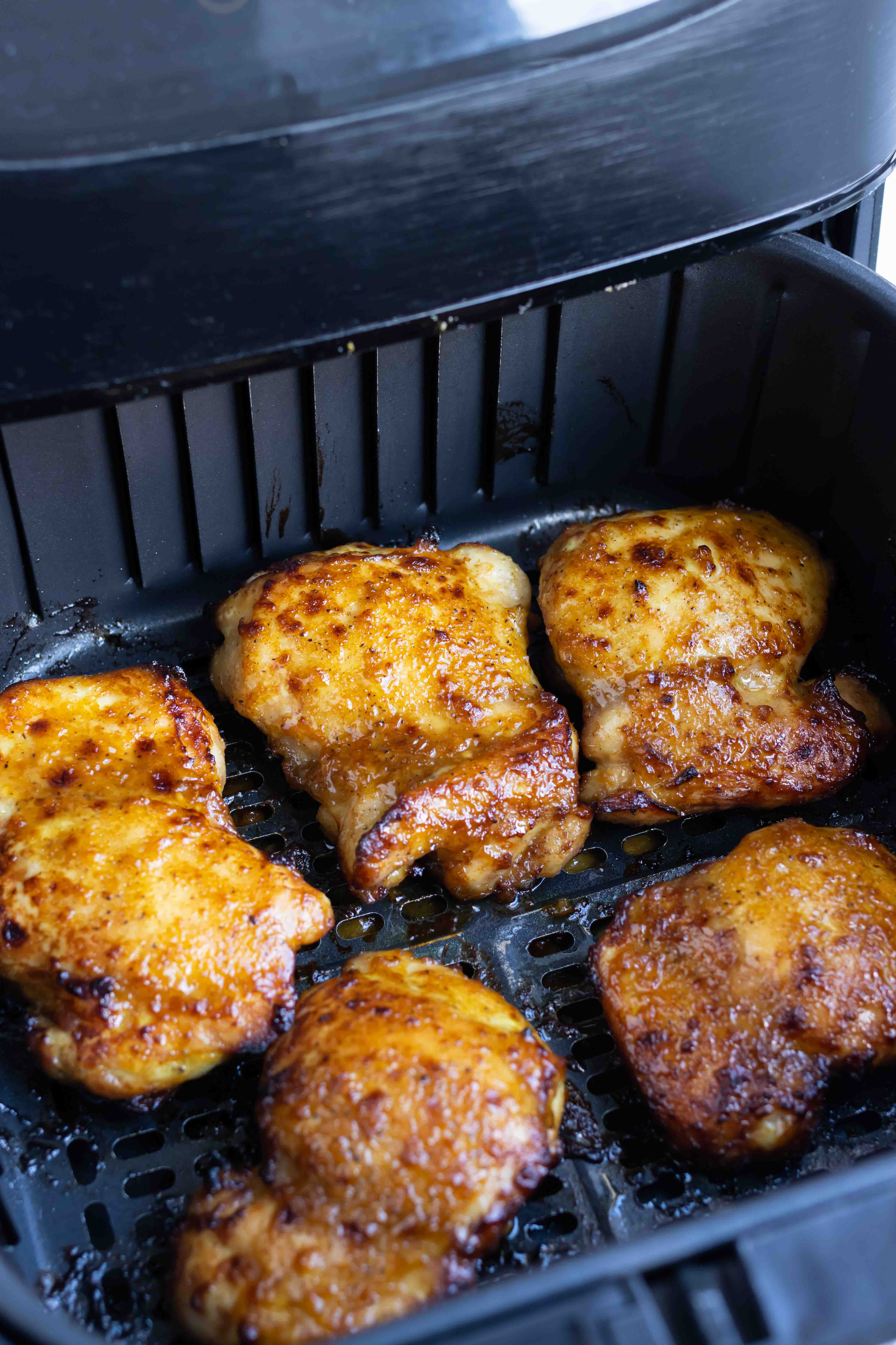 The air fryer gets these chicken thighs crispy yet juicy.