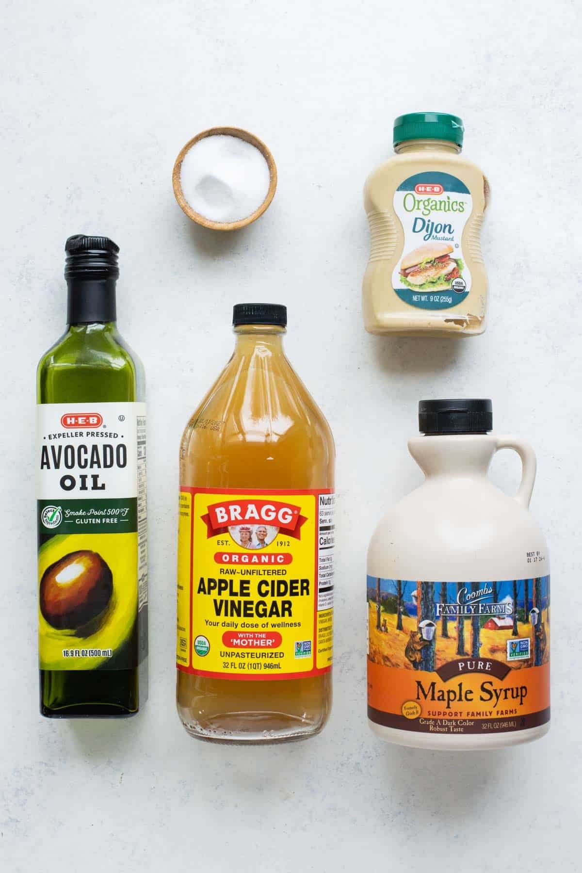 Oil, apple cider vinegar, honey, and mustard are the basic ingredients for this dressing.