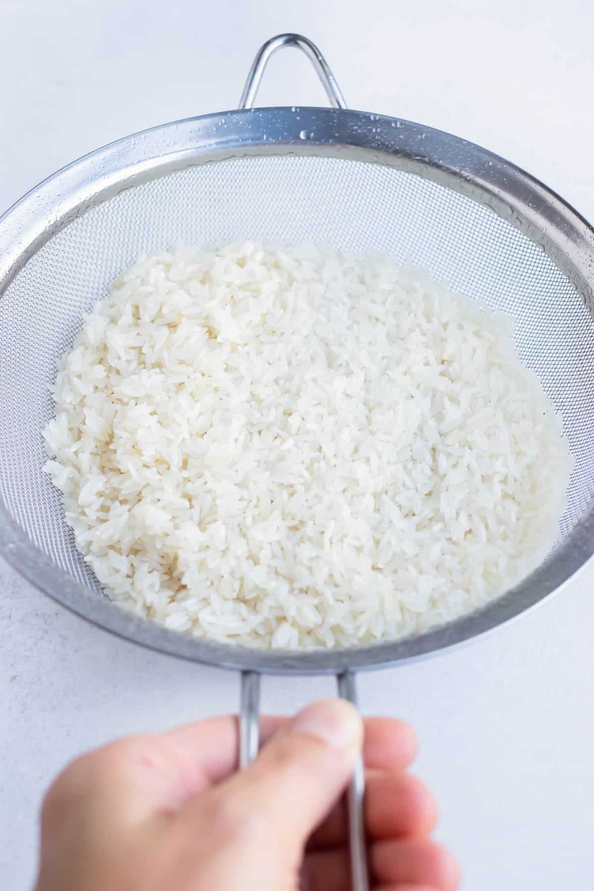 Rinse long grain rice before cooking for a no stick, no clump fluffy side.
