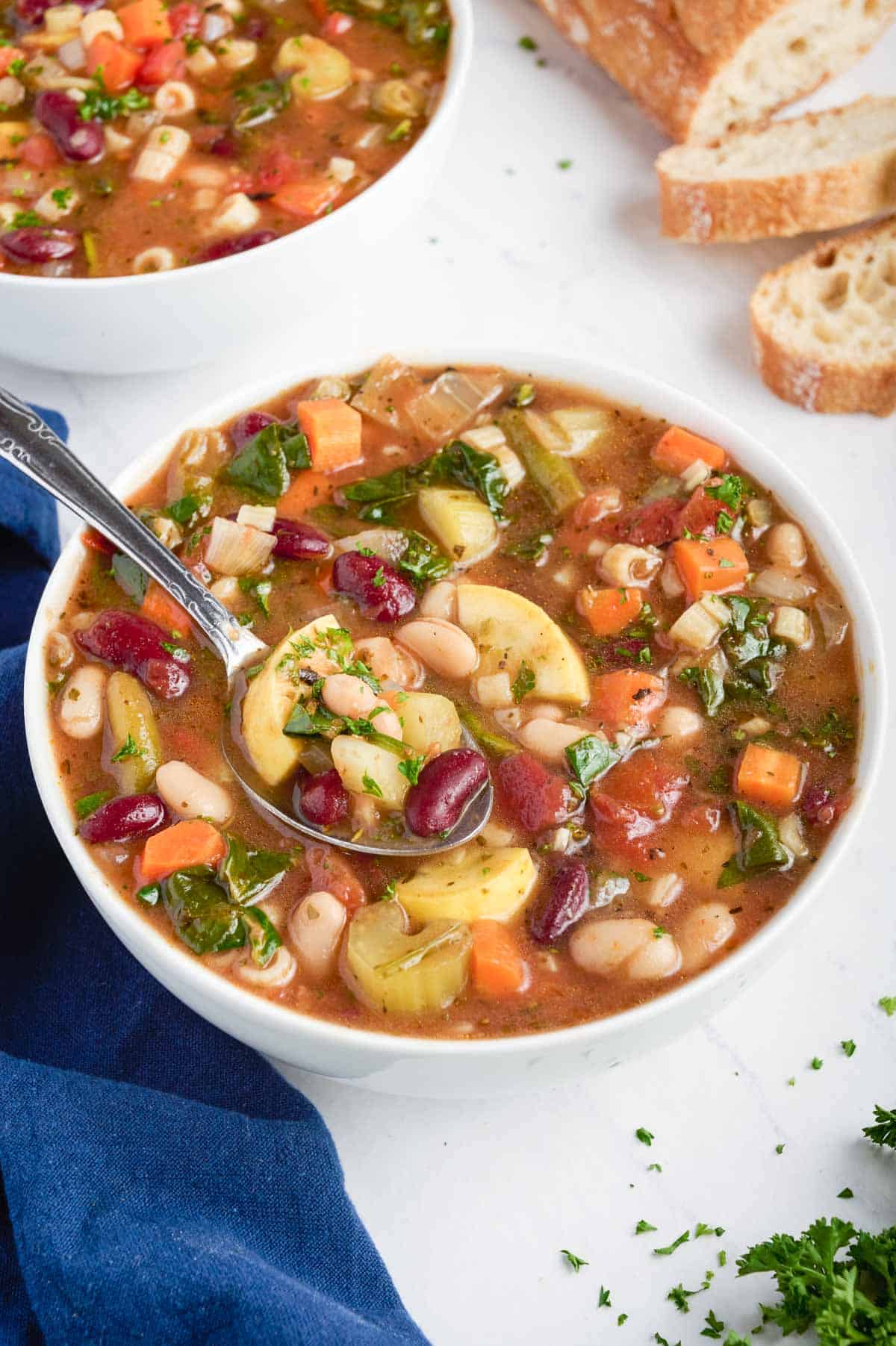 Serve up this healthy, minestrone soup on a cold, Fall day.