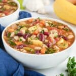 Healthy, vegetarian minestrone soup is an excellent dinner choice.