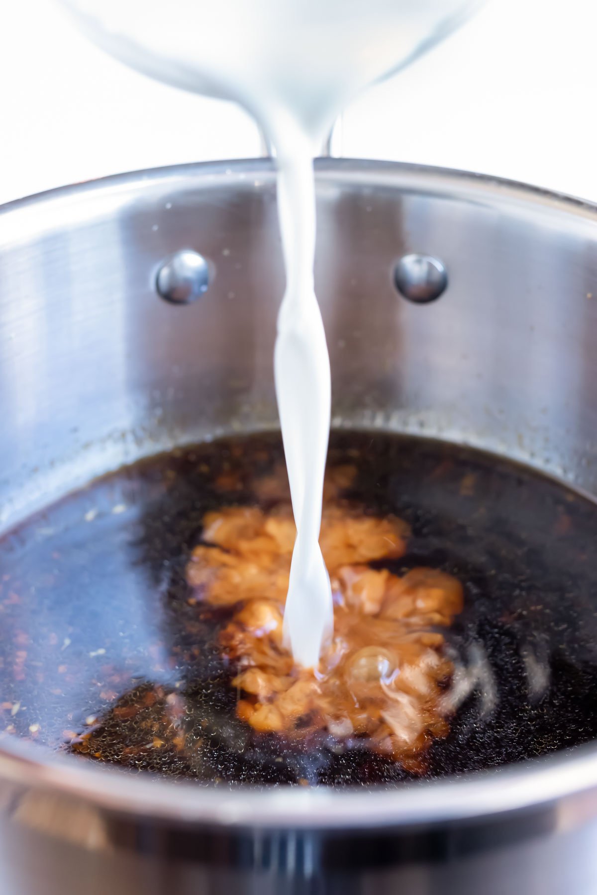 Cornstarch and water mixture is added to this homemade teriyaki sauce.