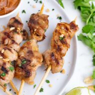 Chicken satay skewers are healthy and delicious.