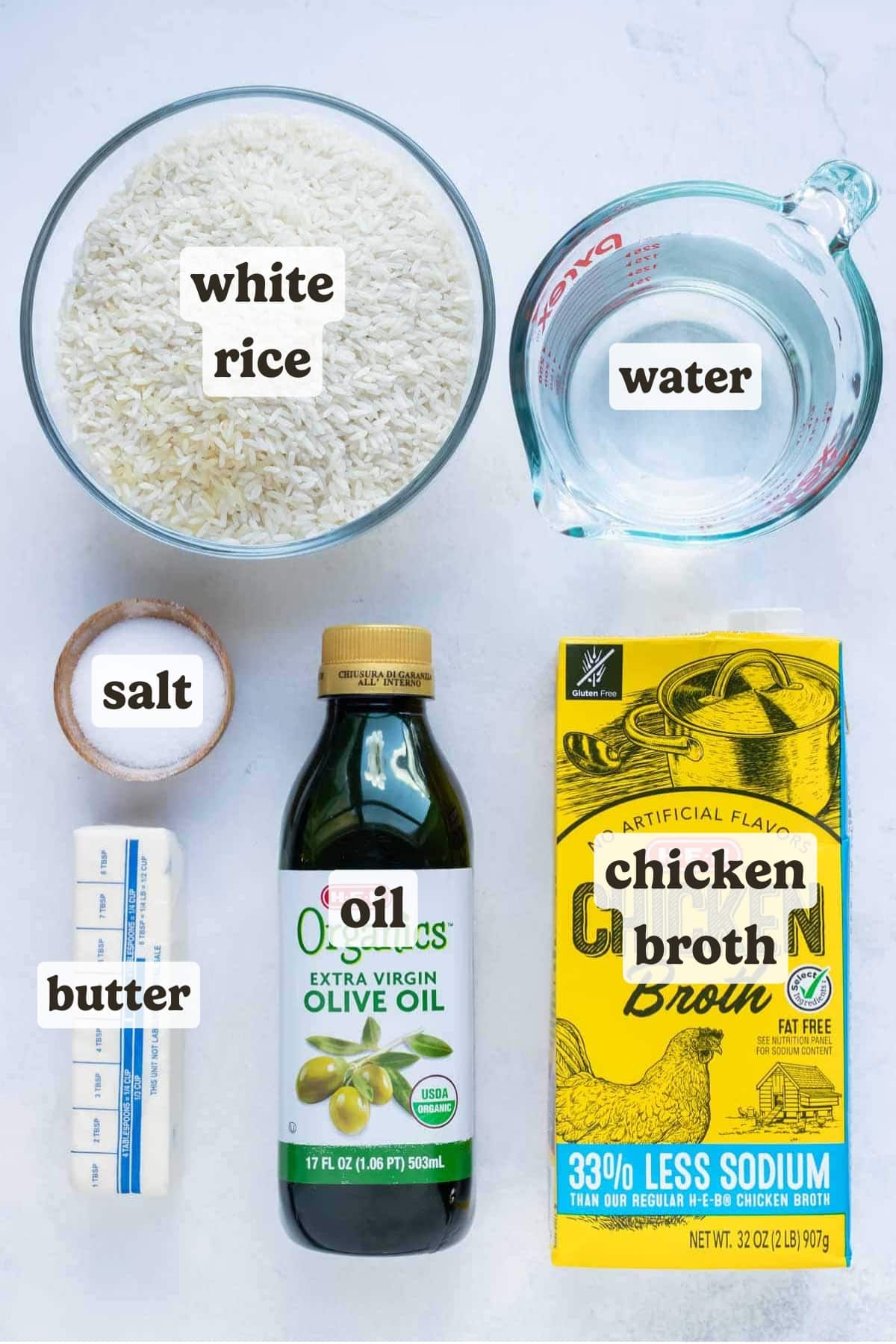 Oil, chicken broth, salt, long grain white rice, and water can be used in this instant pot rice recipe.