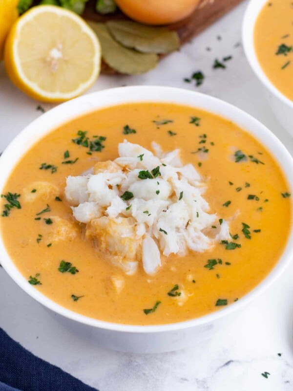 Crab bisque is creamy and delicious.