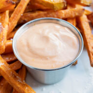 Mayo, sriracha, and other ingredients are mixed together in this Sriracha Mayo recipe.