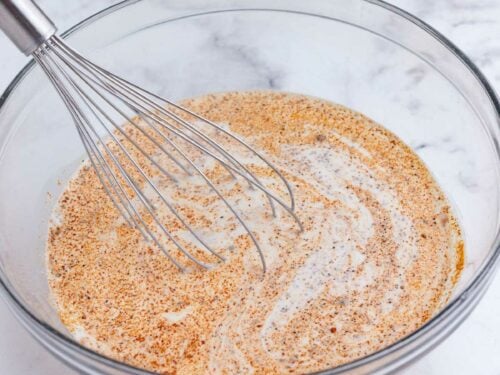 The mixture is whisked.