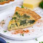 Quiche Florentine is full of eggs, cream, spinach, and onions.