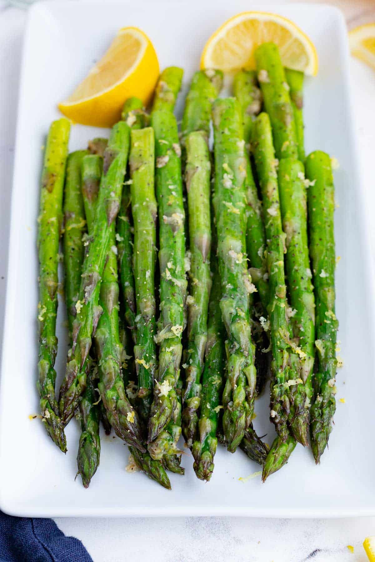 Asparagus spears are healthy and tender.