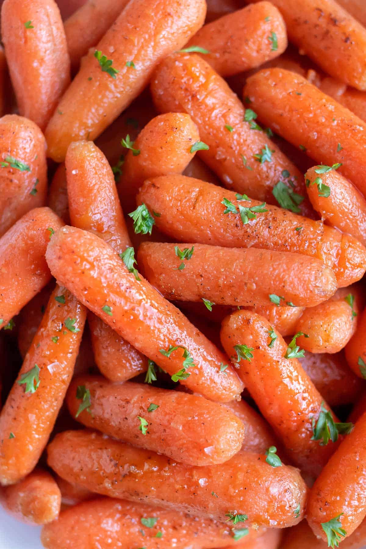 A pile of tender instant pot glazed carrots are shown.