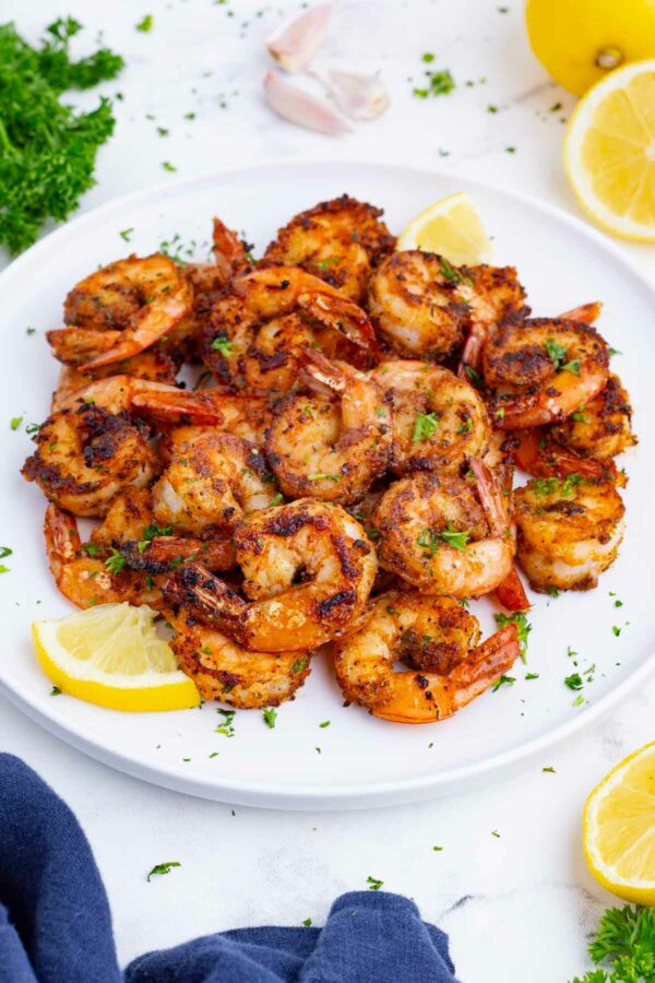 Serve up this Cajun shrimp with fresh lemon slices.