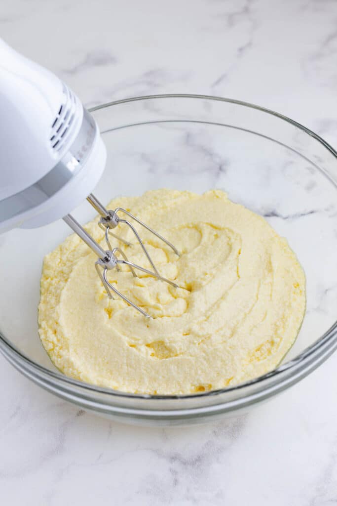 The wet ingredients are beat until combined.