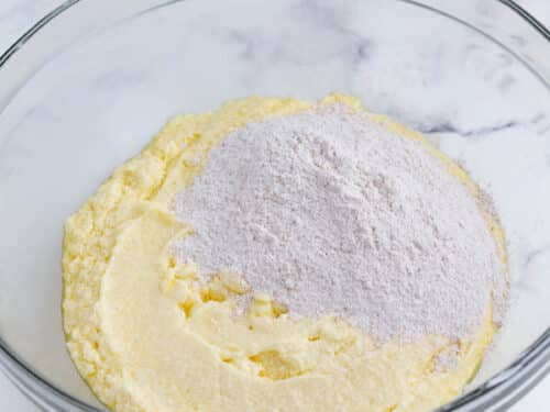 The dry ingredients are added to the wet.