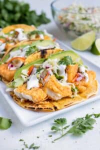 Air Fryer Fish Tacos with Cilantro Slaw - Evolving Table