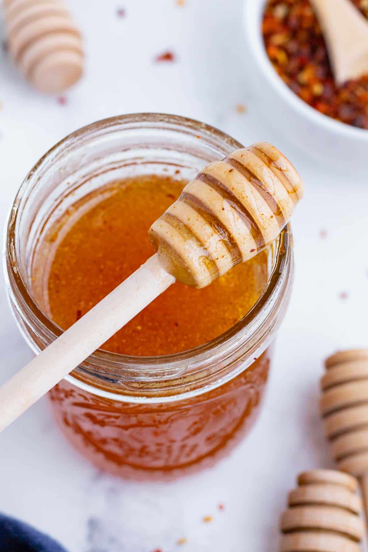 Hot honey is sweet and spicy and easy to make at home.