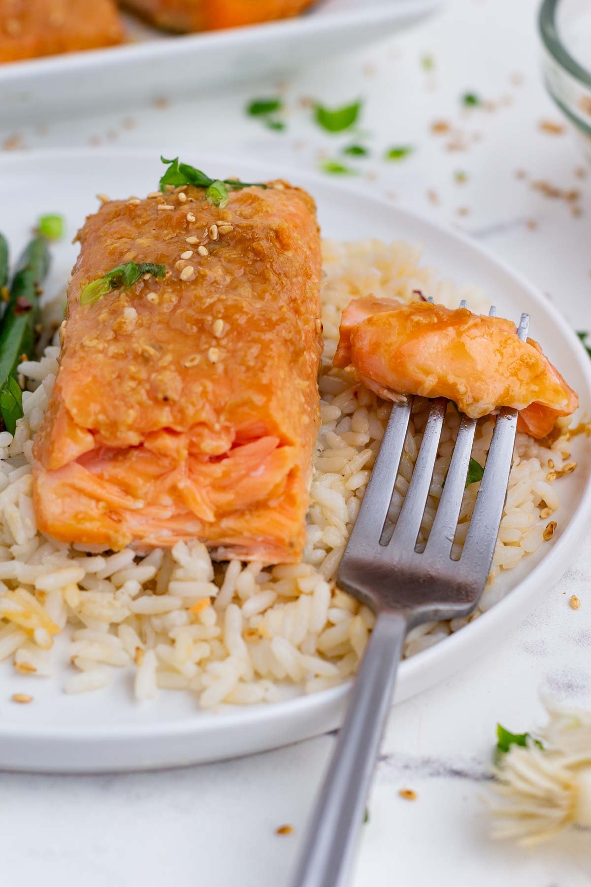 Salmon becomes flavorful and perfectly flaky when cooked in a miso-ginger soy sauce.