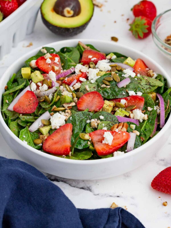 This spinach salad is perfect for a July 4th BBQ.