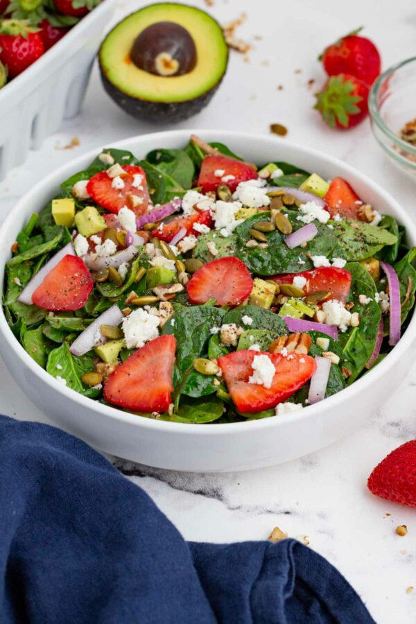 This spinach salad is perfect for a July 4th BBQ.