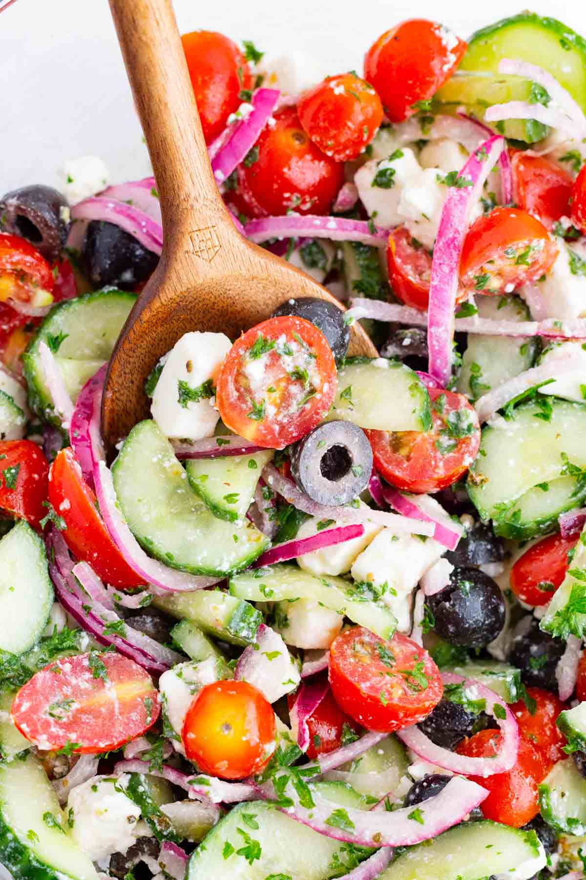 This Greek Cucumber Salad is a healthy and refreshing summer recipe.