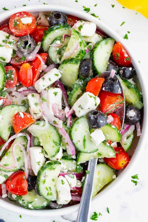 Serve this Greek cucumber salad all summer long.