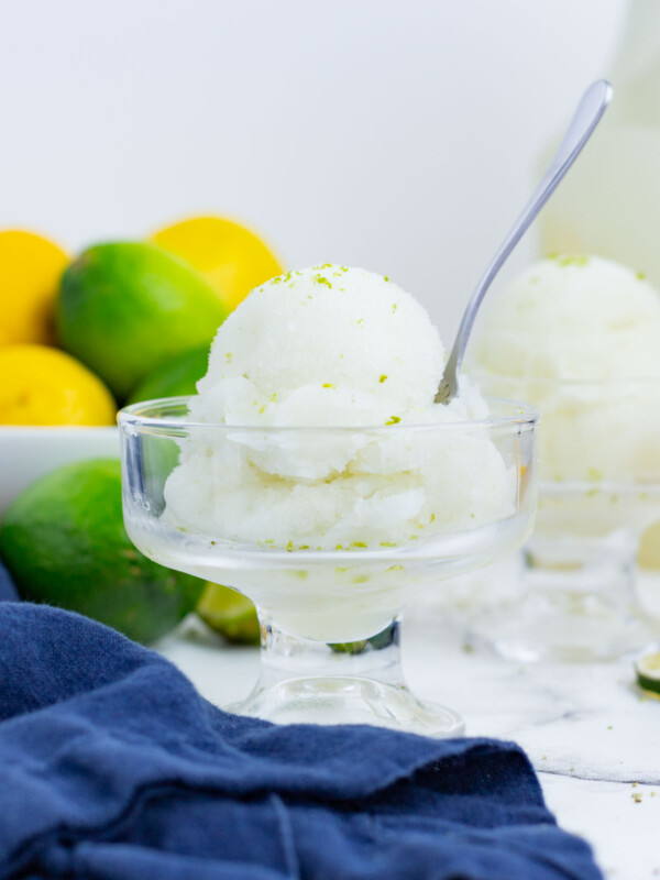 Lime sorbet is cool and refreshing in the summer months.