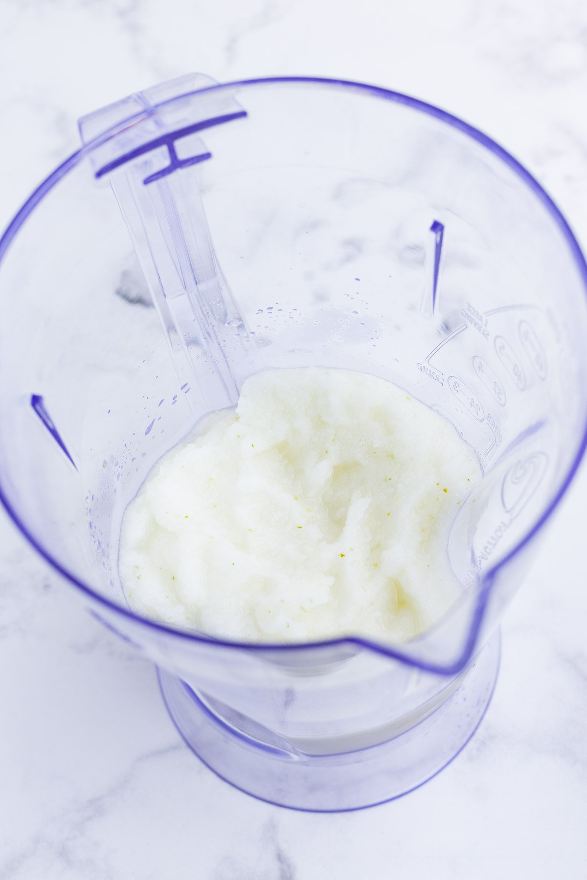 Lime sorbet is blended.