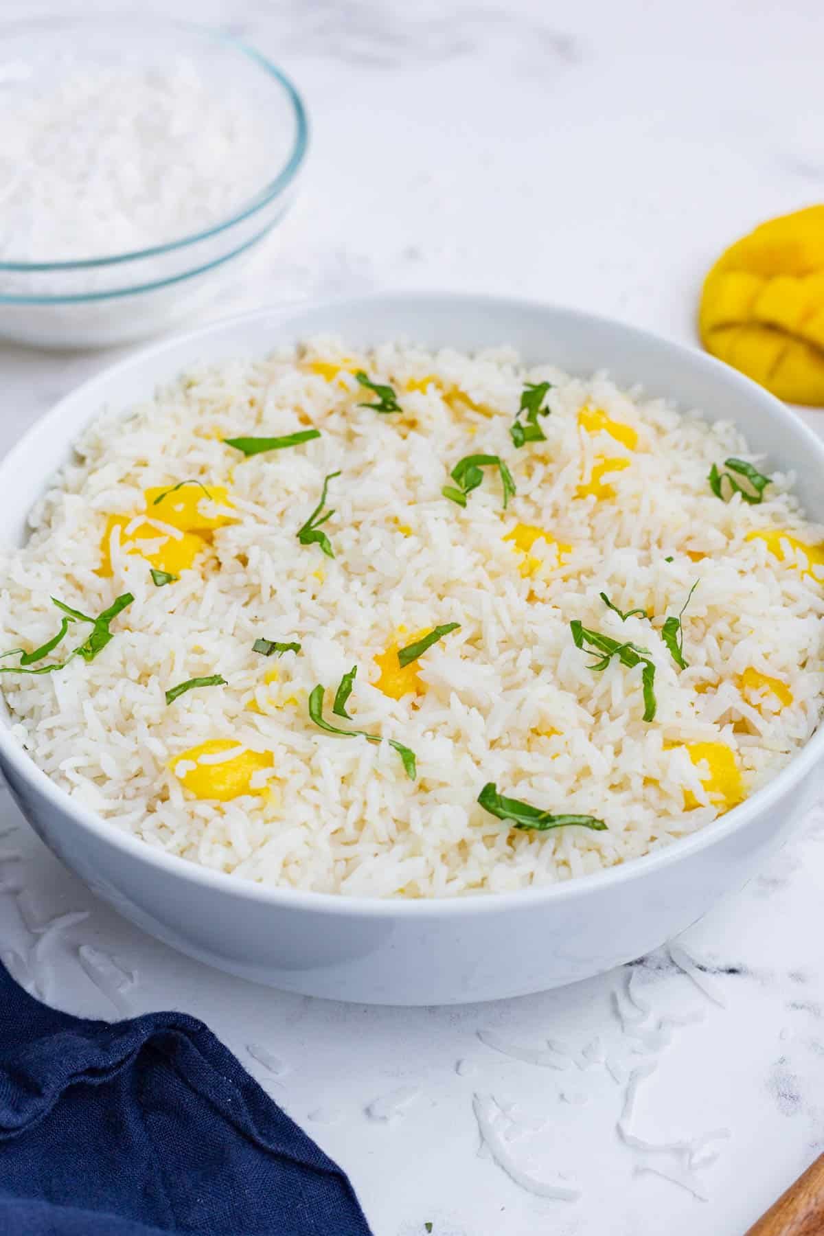 Serve up this mango coconut rice as a healthy side dish.