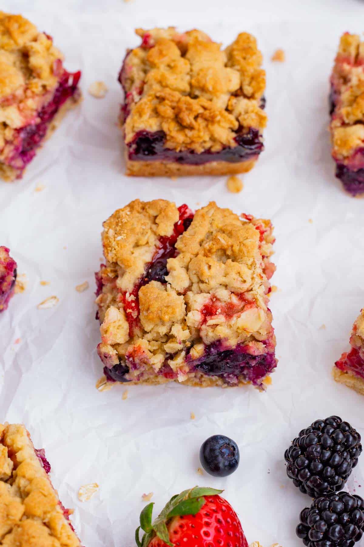 Berry crumble bars are full of summer flavors and easy to make.