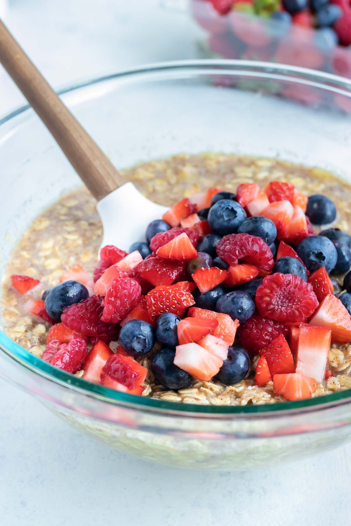 The berries are added last to the mixture.