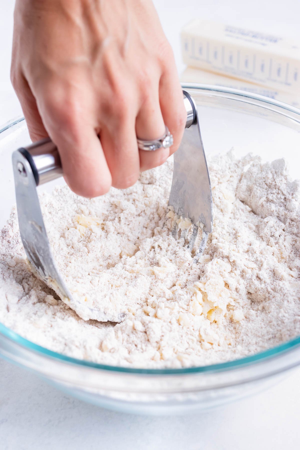 The cobbler topping is made.