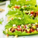 A collection of easy Ground turkey Taco Lettuce Wraps on a plate for lunch.