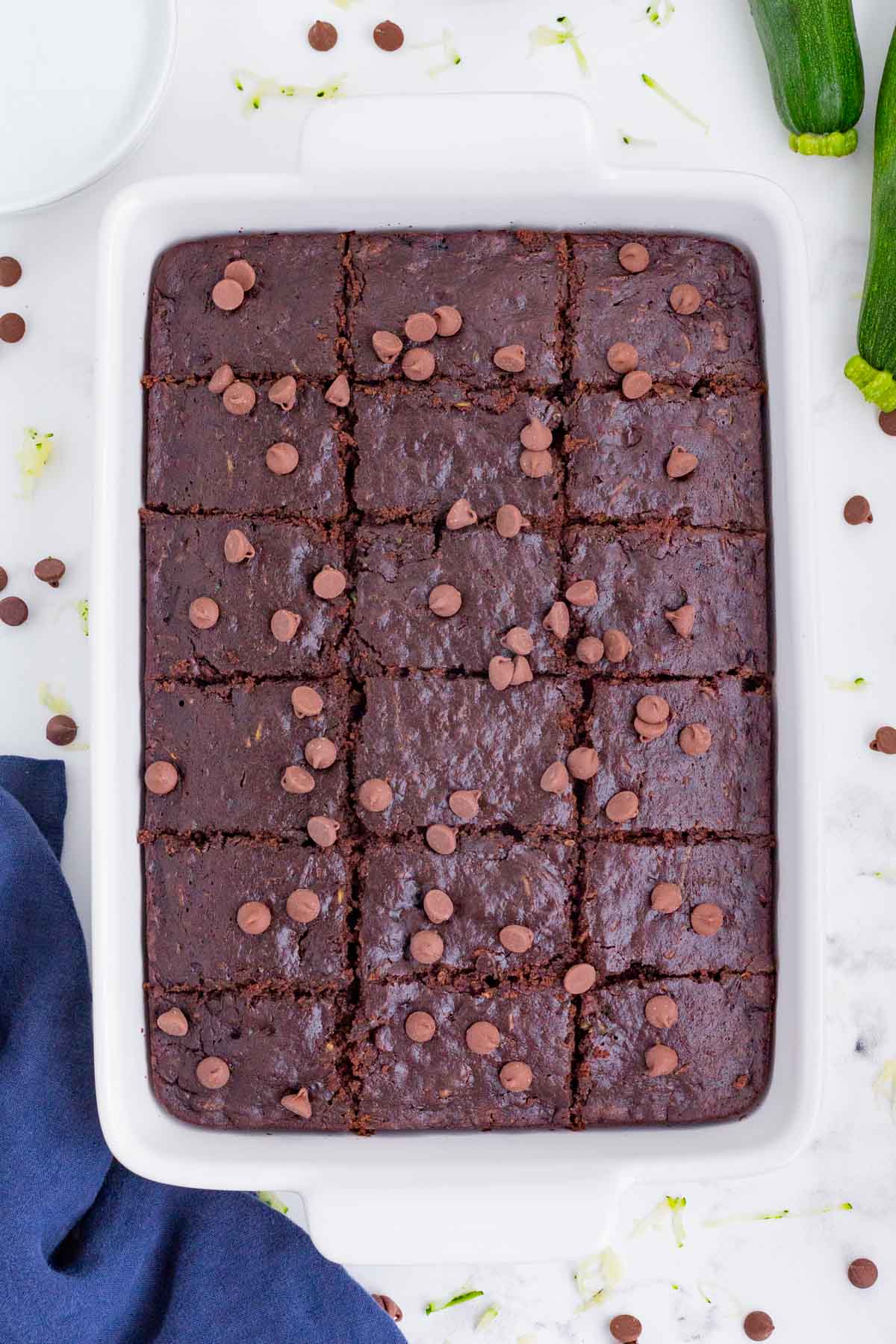 Chocolate zucchini brownies are easy, healthy, full of rich, chocolate flavor.