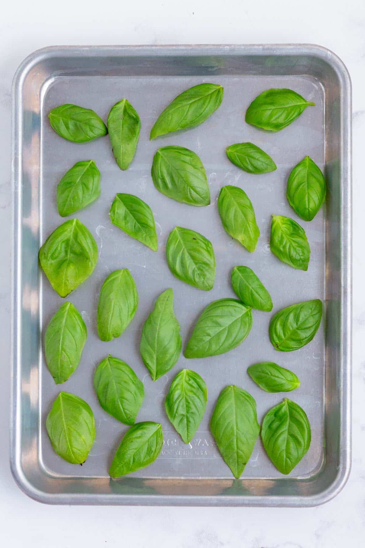 Dry basil low and slow in the oven.