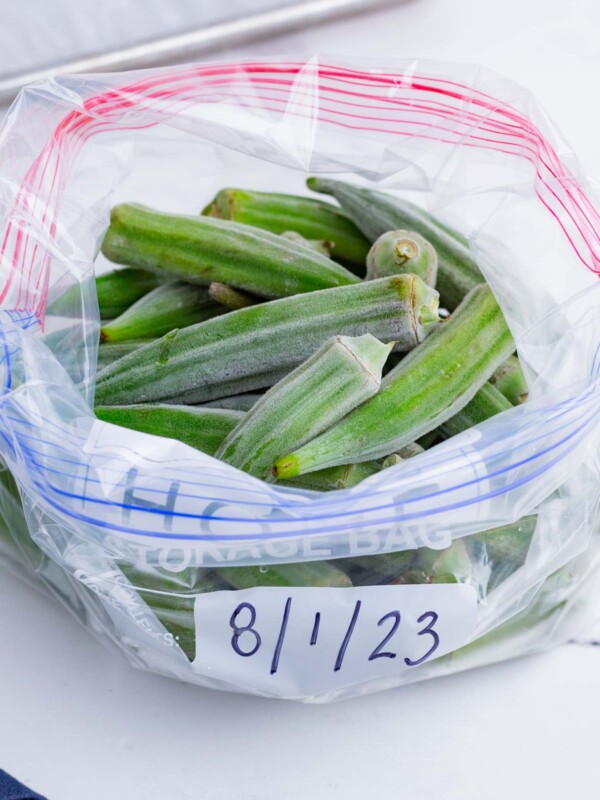 Be sure to label the bag of frozen okra!
