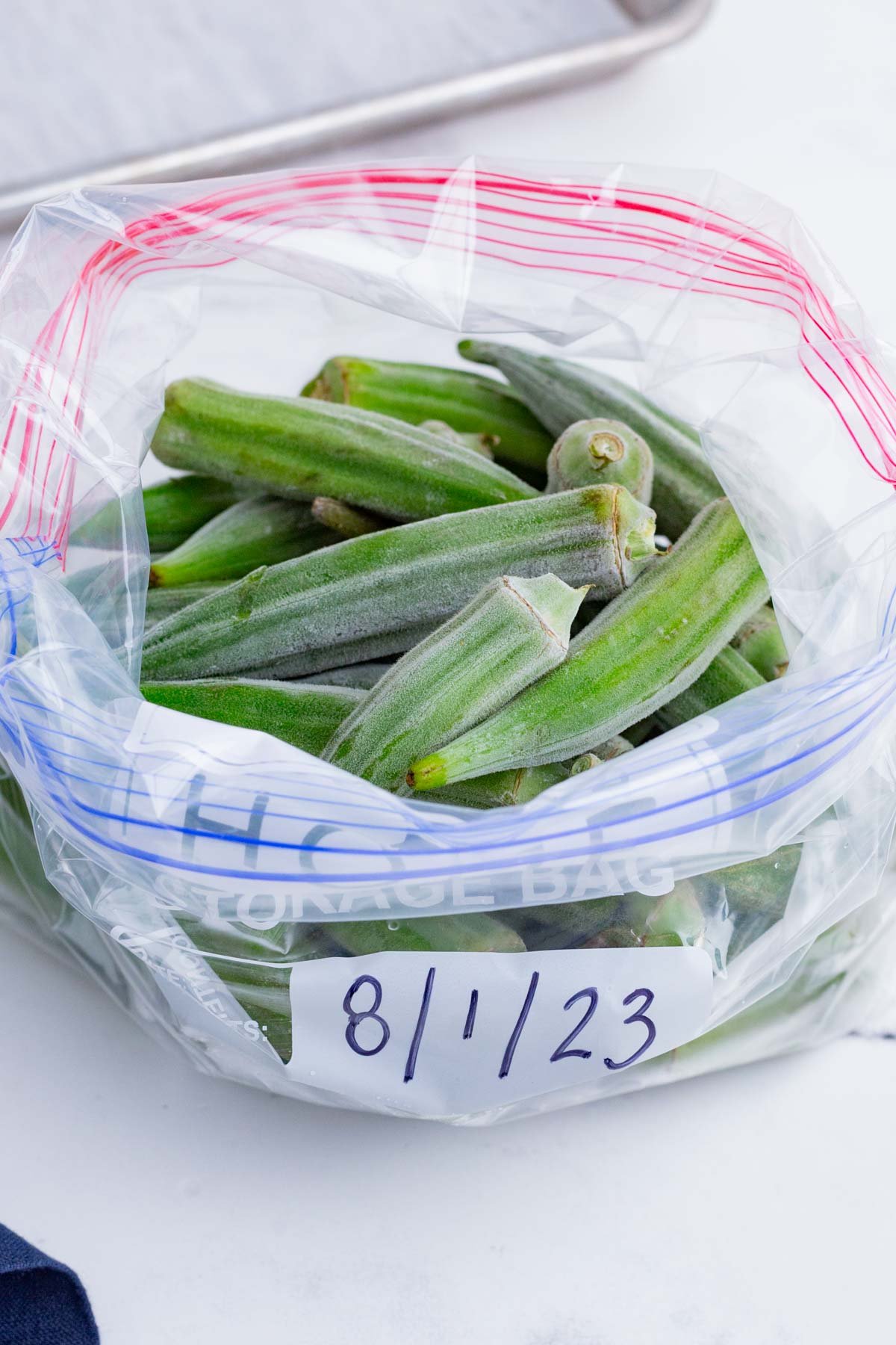 Be sure to label the bag of frozen okra!