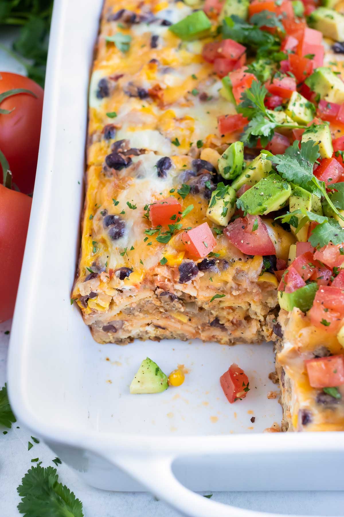 Mexican breakfast casserole is made with corn, eggs, and ground meat for a healthy breakfast.