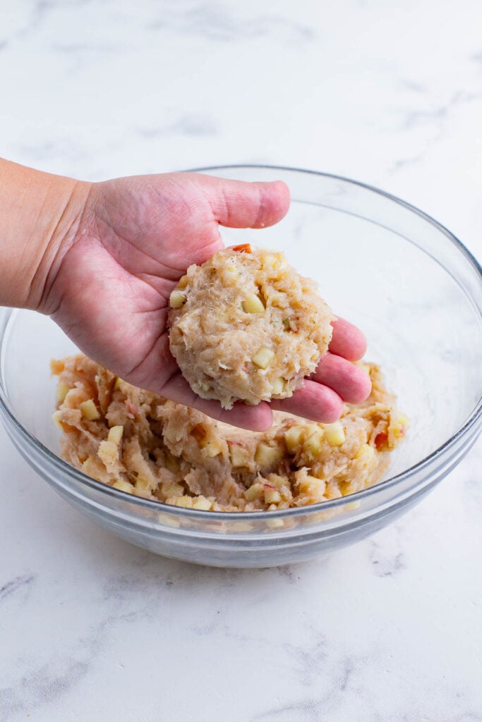 A patty is formed from the sausage mixture.