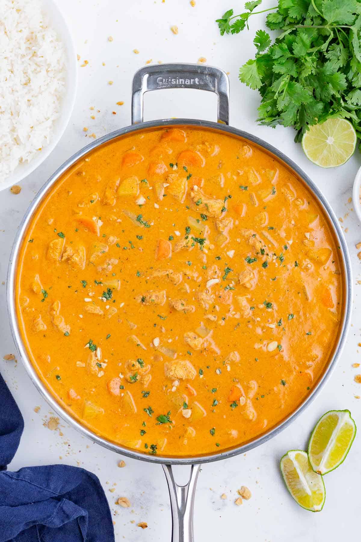 Massaman curry is a one pot meal that is ready in under 30 minutes.