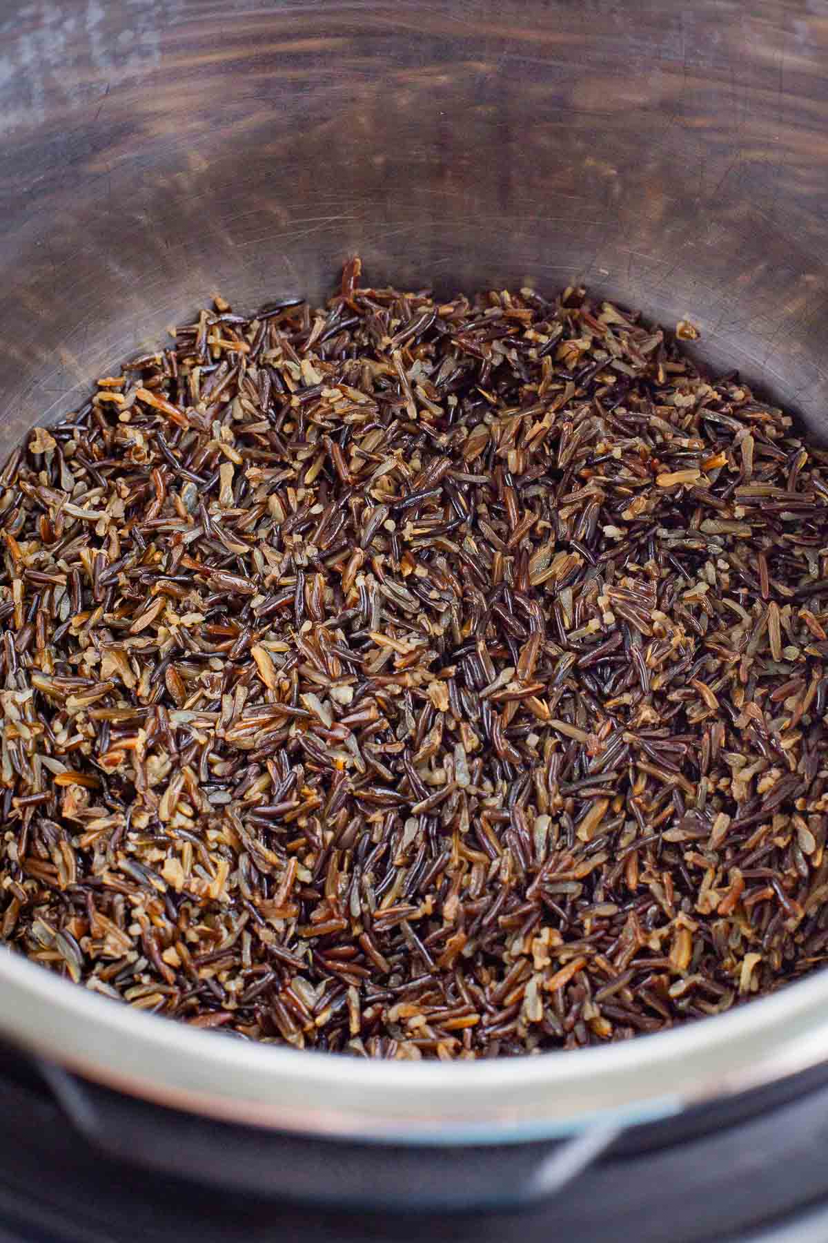 Wild rice cooks up quickly in a pressure cooker.