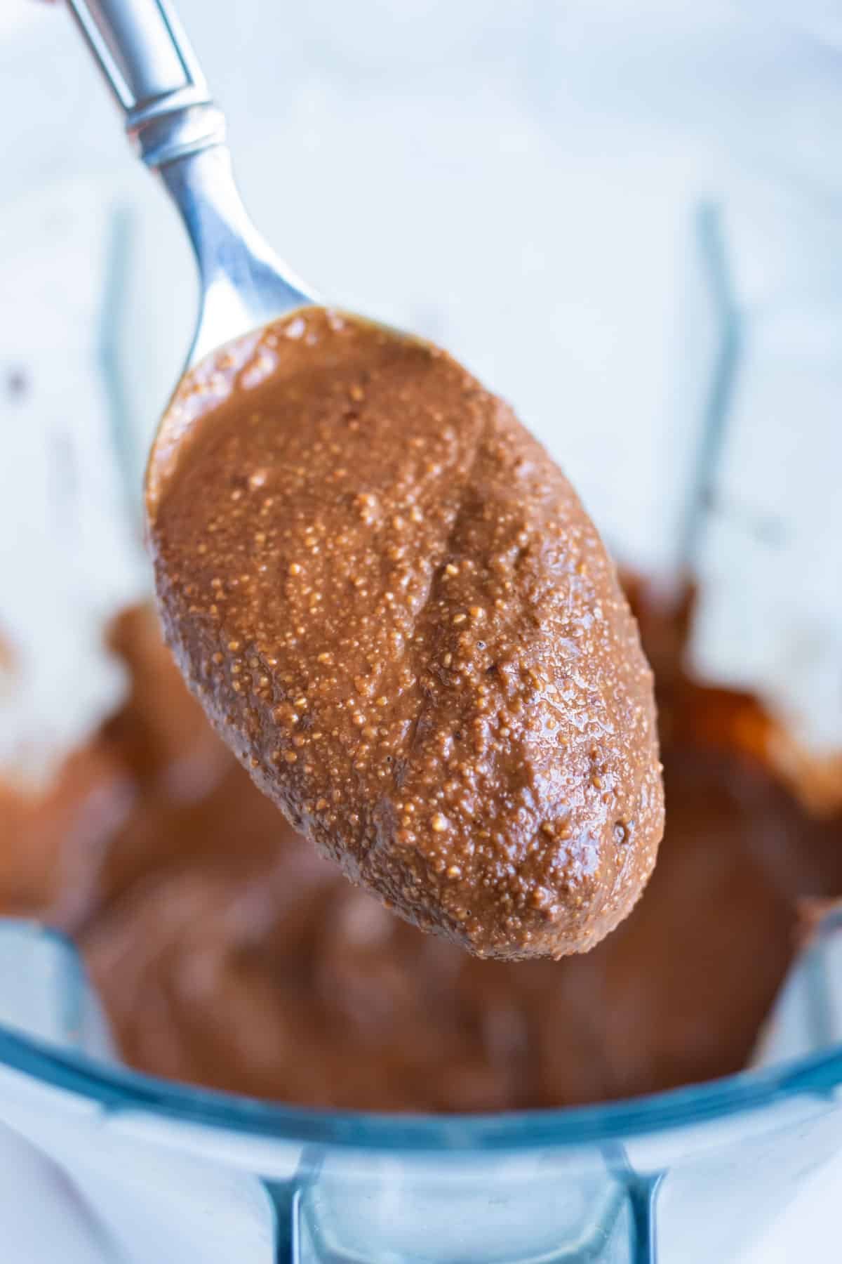 A spoonful of homemade Nutella.