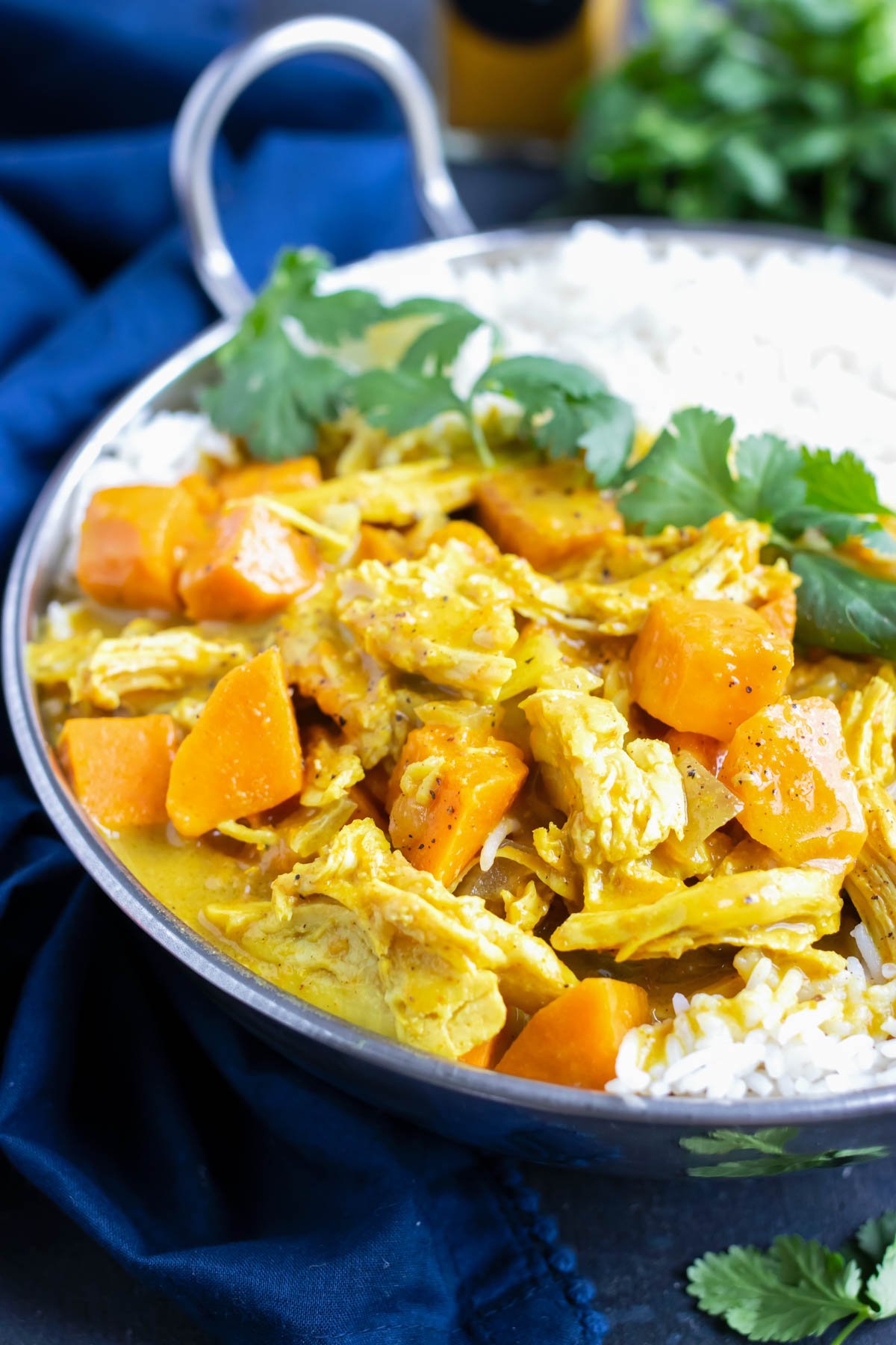 Curry Chicken, Cabbage and White Rice Extremely flavorful and