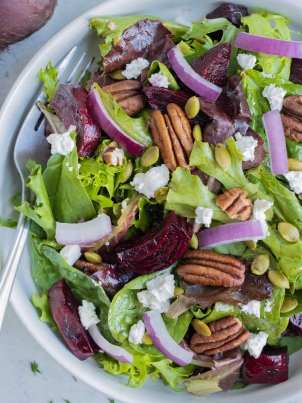 This fall salad is an easy dish served from a bowl.